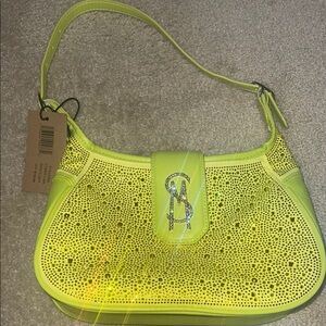 Yellow Studded Women's shoulder Bag Steve Madden cyber lime